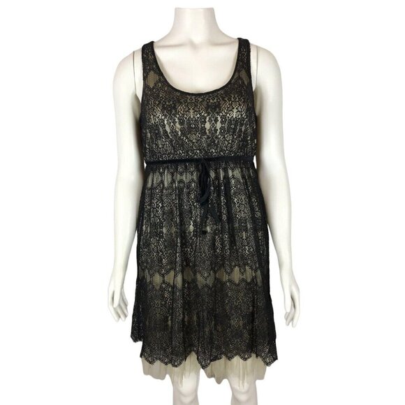 Pinky Slip Dress Juniors Size Medium Lace Tank Cocktail Party Black - Picture 1 of 5